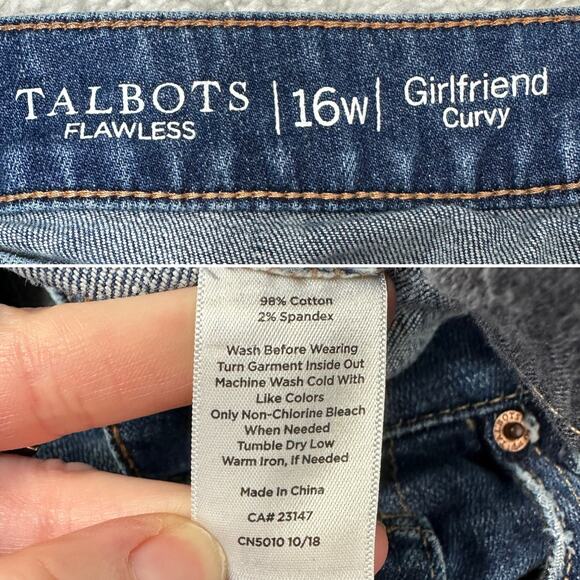 Talbots Flawless Girlfriend Curvy Jeans Tapered Ankle Comfortable Denim Sz: 16w - Picture 10 of 11